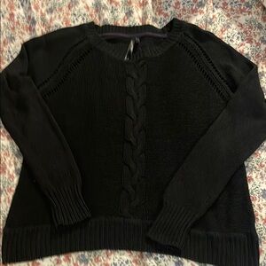 Classic Black Crew Neck Sweater Medium Knit Sz Lg